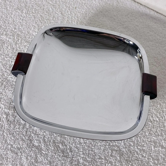 Vintage Glo Hill Gourmates  Chrome And Cherry Red Bakelite Atomic Serving Tray - Picture 2 of 11